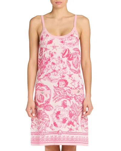 Versace Underwater Barocco Slip Dress In Pink