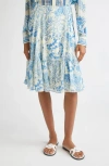 Versace Underwater Barocco Foulard Bicolor Crinkle Skirt