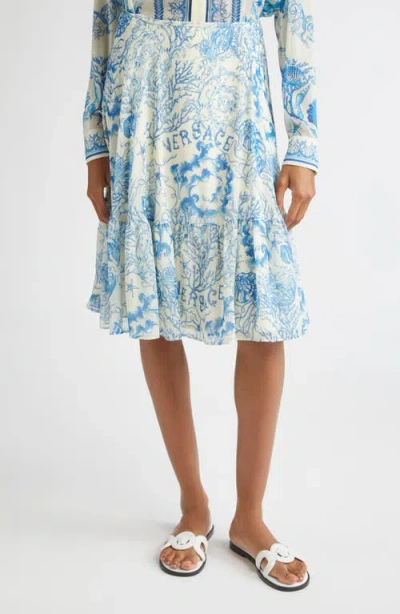 VERSACE VERSACE UNDERWATER BAROCCO TECHNO CREPON SKIRT