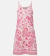 Versace Pink Underwater Barocco A-line Knit Minidress In Pink