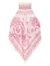 Versace Underwater Barocco Voile Cover-up Scarf Top In Pink