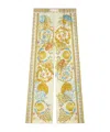 Versace Wide Leg Trousers With Underwater Baroque Print In Brown