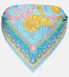 Versace Underwater Barocco Twill Bandeau Top In Blue
