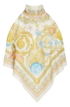 Versace Off-white Underwater Barocco Cover-up Foulard Top In Multi