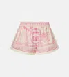 Versace Printed Cotton And Silk-blend Voile Shorts In Blue
