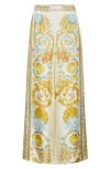 Versace Underwater Barocco Foulard Silk Twill Wide-leg Pull-on Pants