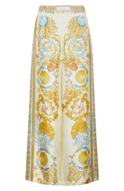 VERSACE VERSACE UNDERWATER BAROCCO WIDE LEG SILK PANTS
