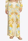 Versace Underwater Barocco Foulard Silk Twill Wide-leg Pull-on Pants In Multi