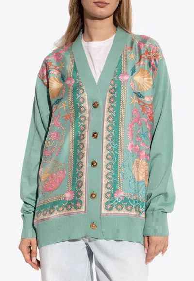 VERSACE UNDERWATER BAROCCO WOOL CARDIGAN