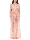 Versace Printed Sheer Fabric Dress With Long Sleeves In Pink