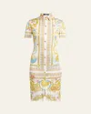 Versace Underwater Baroque-print Jersey Shirtdress In Multi