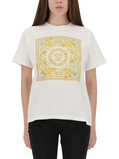 Versace "underwater Baroque" T-shirt In White