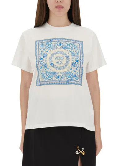 Versace Square-print T-shirt In White