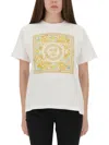 Versace Underwater Baroque Graphic Print Crew Neck T-shirt In White