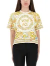 Versace Baroque Underwater Cropped T-shirt In White