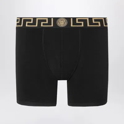 Versace Greek Key Jersey Boxer Briefs In Black