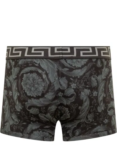 Versace Logo-waistband In Black+grey