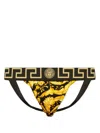Versace Barocco Print Stretch Cotton Jockstraps In Black