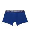 Versace Blue Greca Border Long Boxers In Blue
