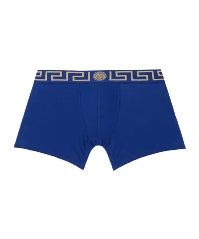 Versace Blue Greca Border Long Boxers In A85k-bluette-gold