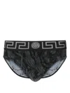 Versace Barocco Cotton Blend Briefs In Multicolor