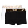 Versace Pack Of Two Boxer Shorts With Greek Motif In Nero E Bianco