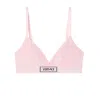 Versace Logo-patch Cotton-blend Bra In Pink