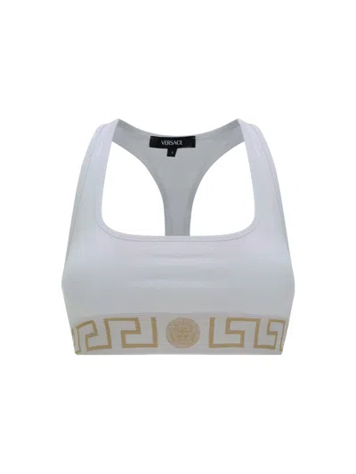 Versace Greca Border Scoop Bralette In White