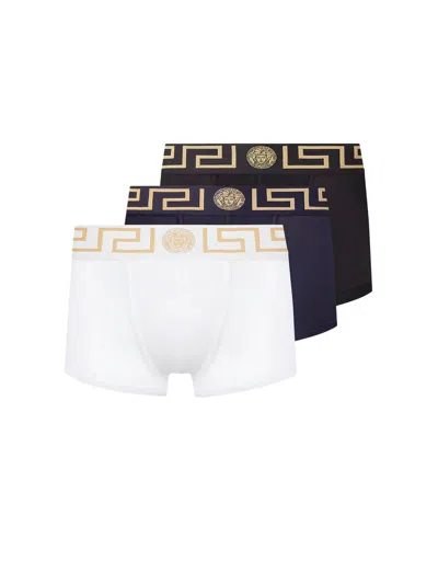 Versace Greca Border Trunks Multicolour Three-pack In Multicolor