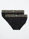 Versace Black Cotton Briefs Set Of Two With Greca Pattern In Black 1