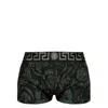Versace Black Boxer Briefs With Barocco Print In Stretch Cotton Manb In Black