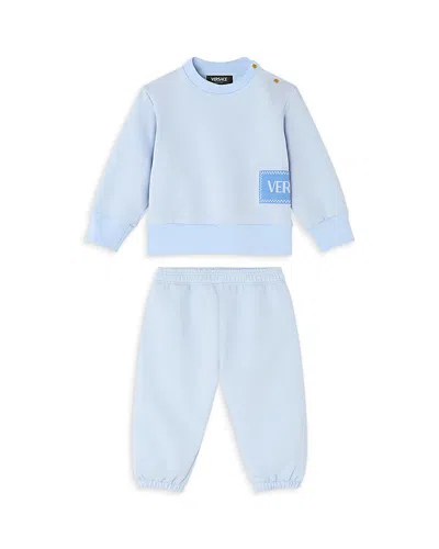 Versace Unisex 90s Logo Baby Print Fleece Top & Pants - Baby In Blue