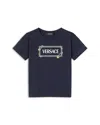 Versace Unisex 90s Pinned Logo Print Tee - Baby, Little Kid In Blue