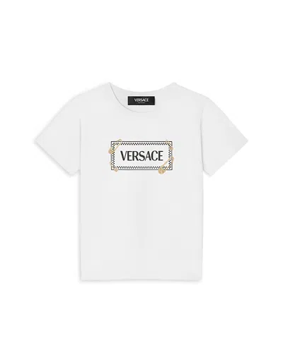 Versace Unisex 90s Pinned Logo Print Tee - Baby, Little Kid In White