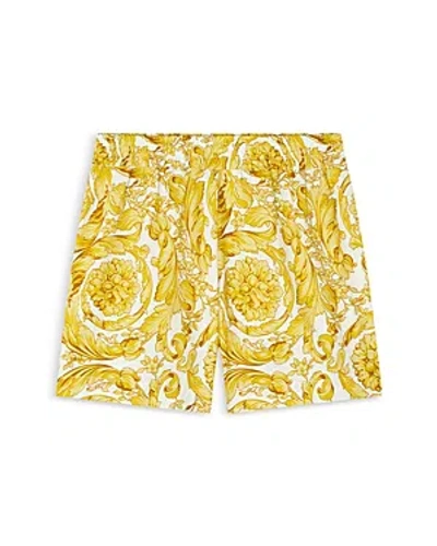 Versace Unisex Barocco Poplin Shorts - Baby In White+gold