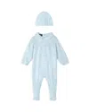 Versace Barocco-print Jersey Babygrow Set In Light Blue+print