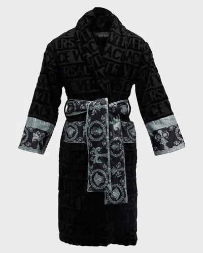 Versace Unisex Barocco Sleeve Robe In Black