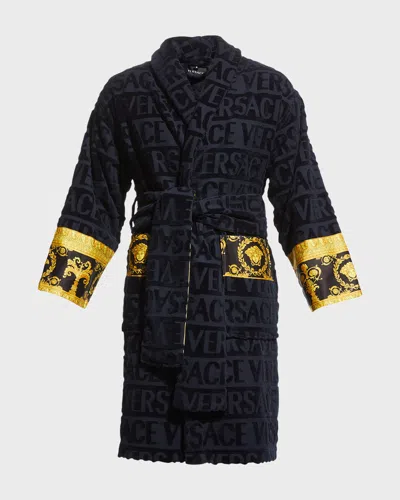 Versace Unisex Barocco Sleeve Robe In Black