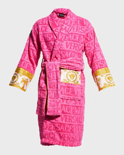 Versace Unisex Barocco Sleeve Robe In Pink