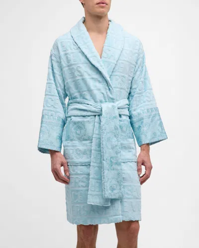 Versace Unisex Barocco Sleeve Robe In Blue