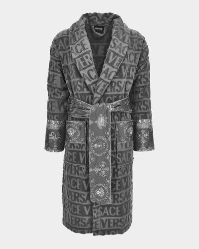Versace Unisex Barocco Sleeve Robe In Gray