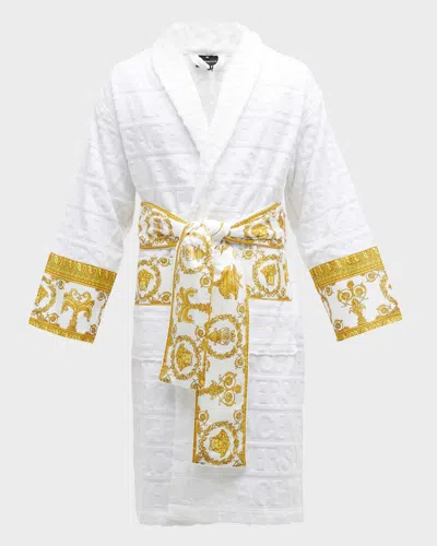 Versace Unisex Barocco Sleeve Robe In White
