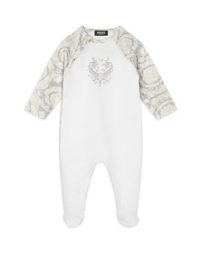 Versace Unisex Barocco Stretch Jersey Footie - Baby In White+concreteboneconc