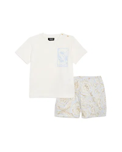 Versace Unisex Barocco Tee & Shorts Set - Baby In White+newb