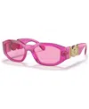 Versace Eyewear Rectangular Frame Sunglasses In Transparent Fuchsia