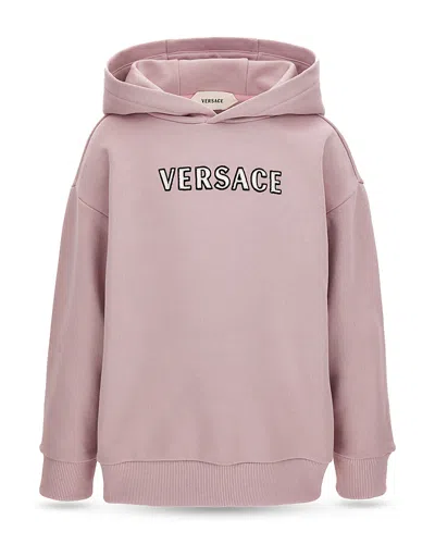 Versace Unisex Embroidered Logo Fleece Hoodie - Little Kid, Big Kid In Pink