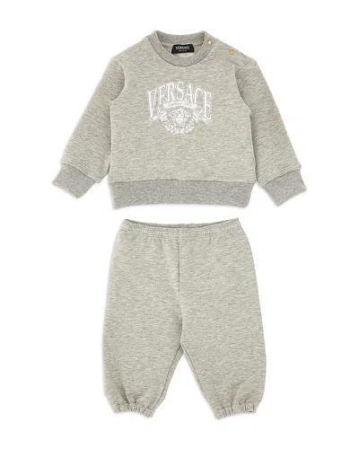 Versace Unisex Fleece Logo Sweatshirt And Sweatpants Set - Baby In Gray