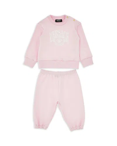 Versace Unisex Fleece Logo Sweatshirt And Sweatpants Set - Baby In Pink