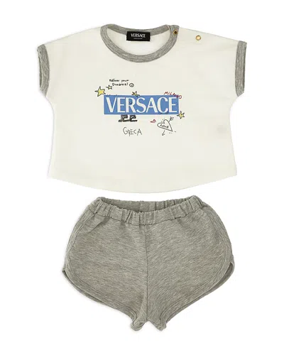 Versace Baby Printed Cotton-jersey T-shirt Set In Multi