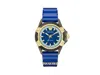 Versace Men's Swiss Icon Active Blue Silicone Strap Watch 42mm In Gold